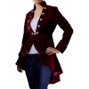 Women Gothic Coat Victorian Style Burgundy Gothic Ruffle Coat